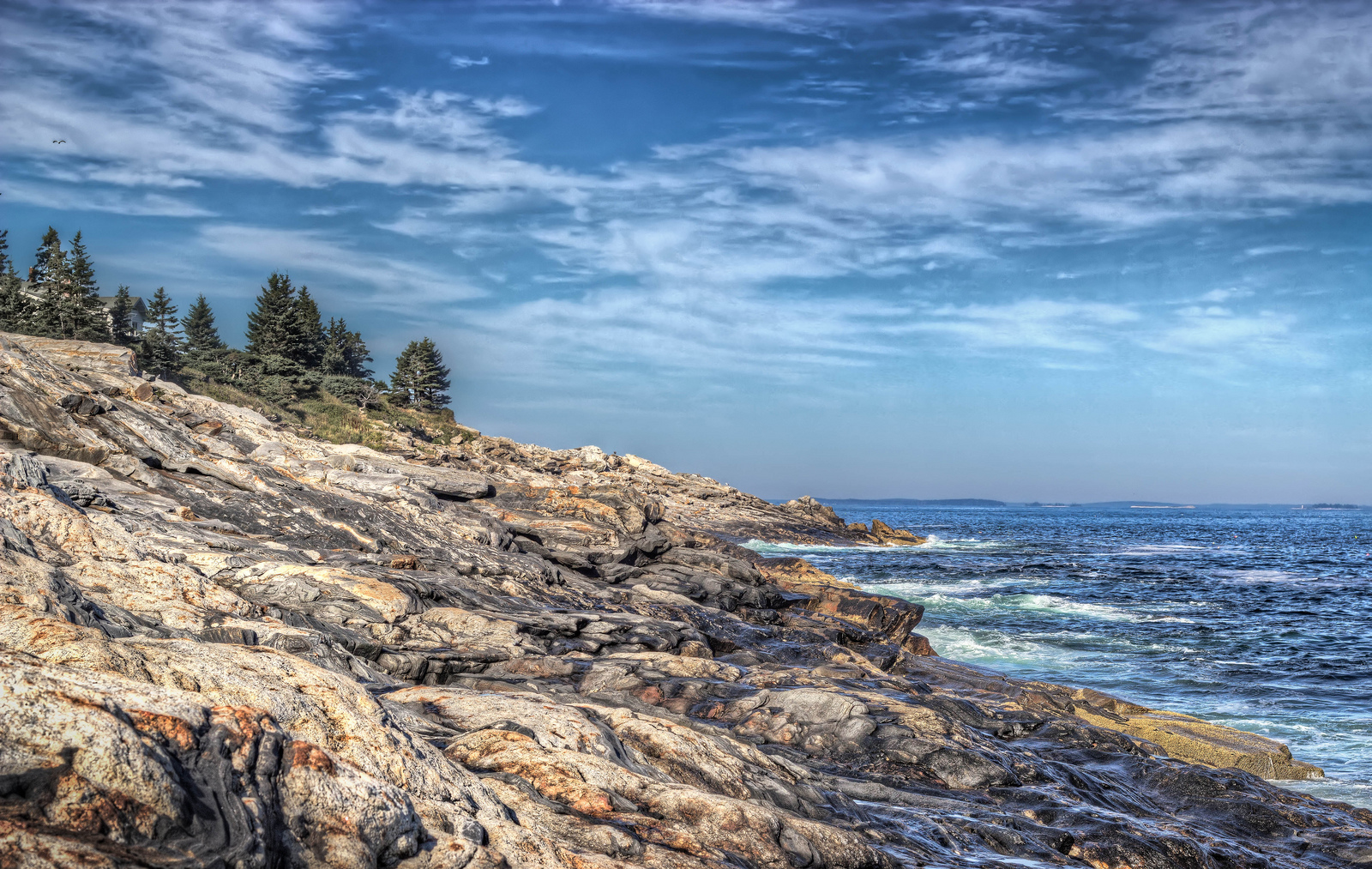 Rocky coastline along the southern Maine shore
